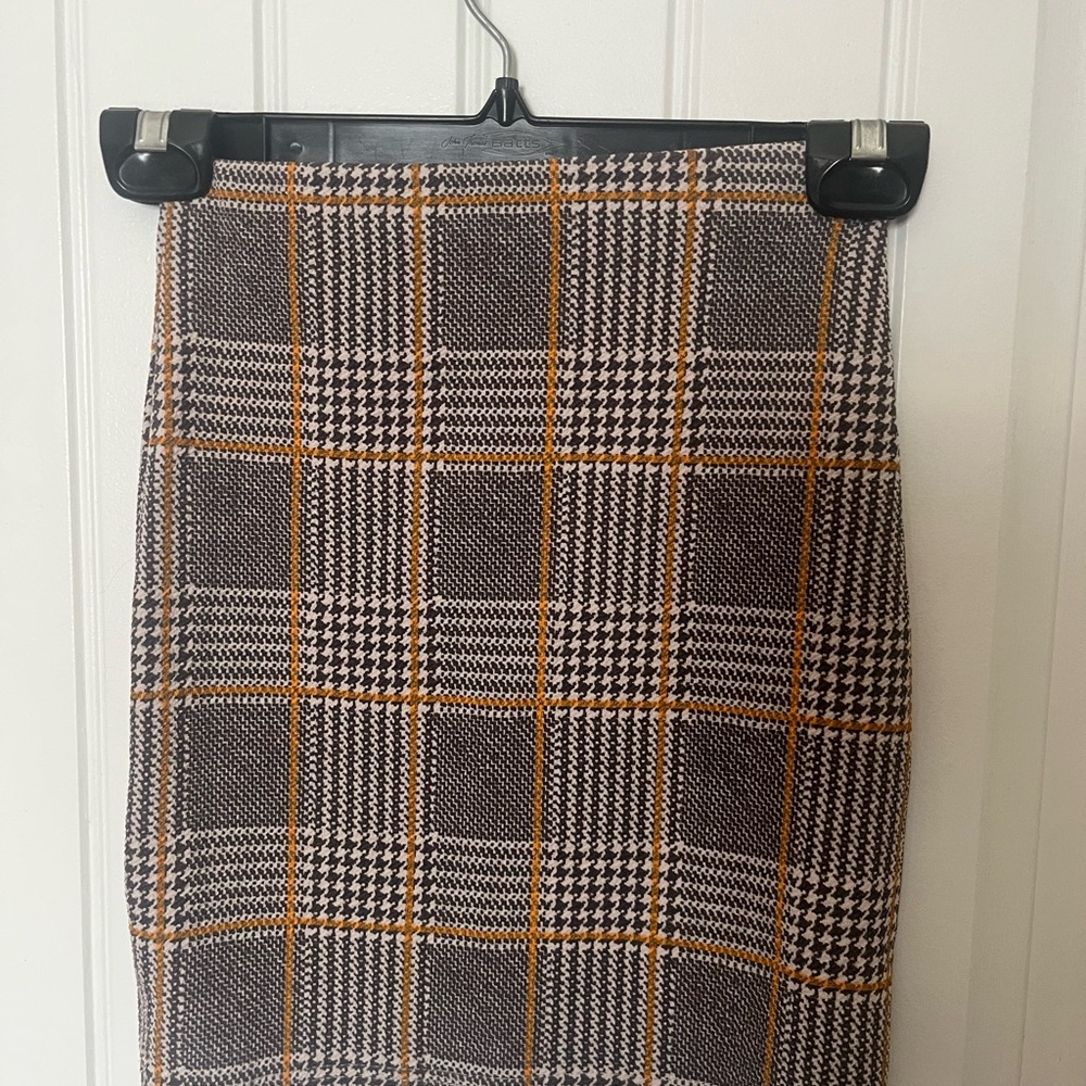 Boohoo Checkered Mini Skirt in Brown and Orange